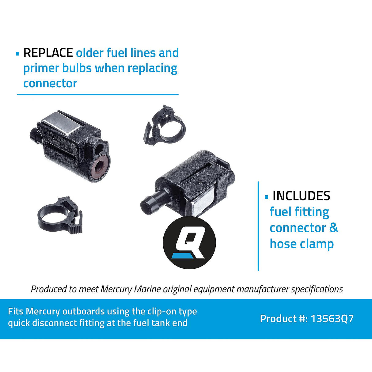 OEM Mercury / Quicksilver 13563Q7 Quick Disconnect Fuel Line Fitting