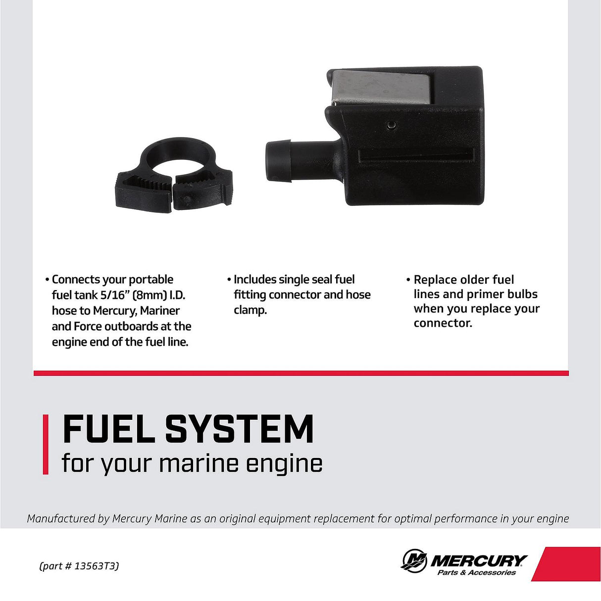 Mercury Quick Disconnect Fuel Line Connector 13563T3 for Outboard End