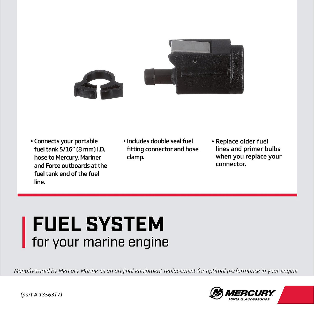 Mercury Quick Disconnect Fuel Line Connector 13563T7 for Tank End