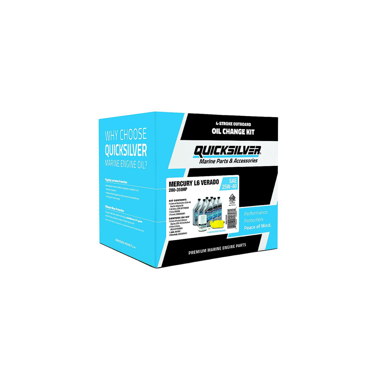 OEM Mercury / Quicksilver 25W-40 Oil Change Kit for 200-400hp 4-Stroke Mercury L6 Verado Outboards