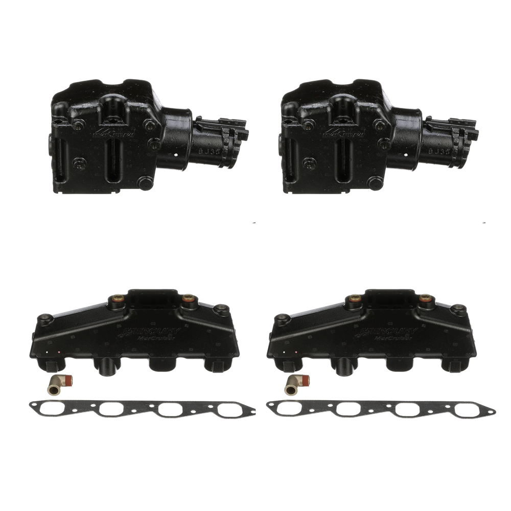 OEM MerCruiser 7.4L / 454 / 502 OEM Exhaust Manifold & Riser Bundle – 807078T08, 807988Q03
