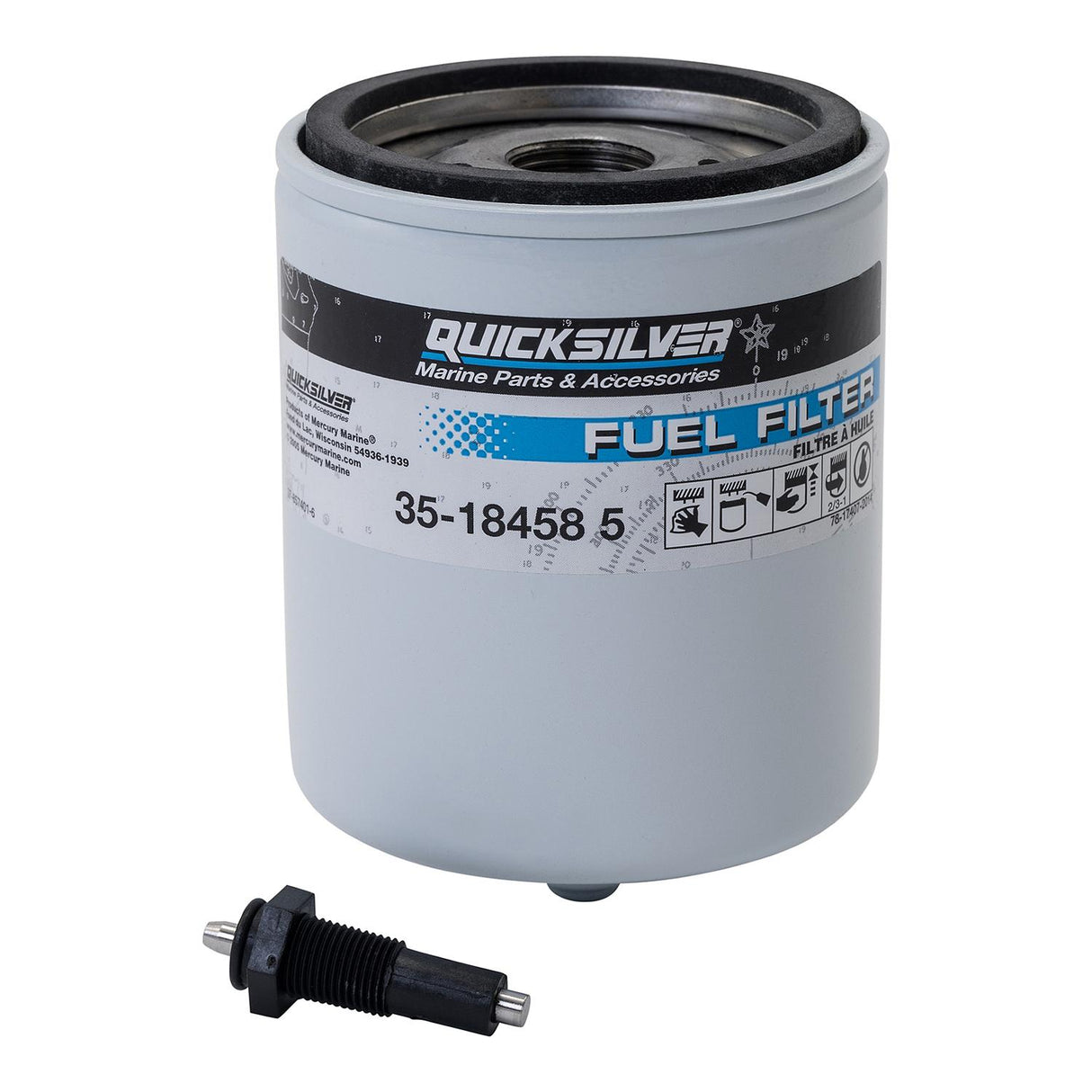 OEM Mercury / Quicksilver 18458Q3 Water Separating Fuel Filter Kit w/ Black Water Warning Sensor