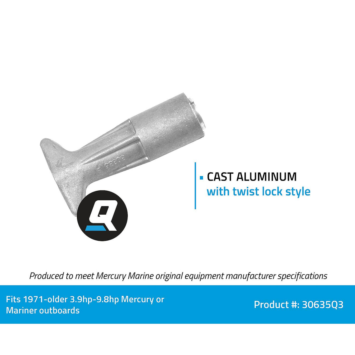 OEM Mercury / Quicksilver 30635Q3 Cast Aluminum Twist-Lock Style Marine Fuel Line Connector
