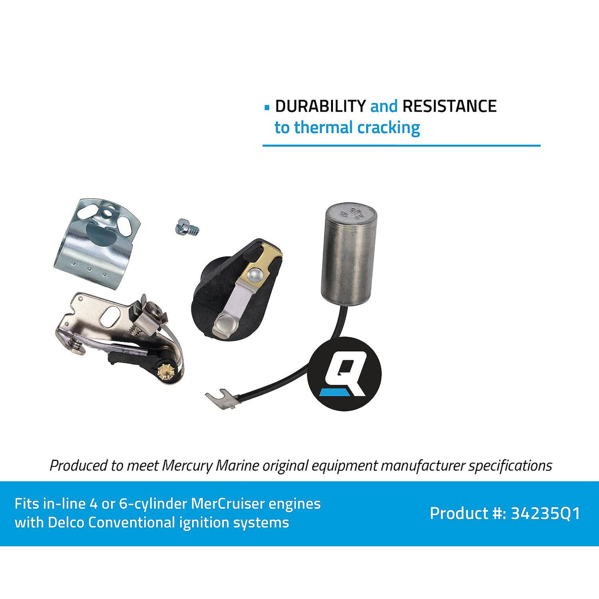 OEM Mercury / Quicksilver 34235Q1 Ignition Tune Up Kit for Marinized 4- and 6-Cylinder General Motors Engines w/ Delco Conventional Ignition Systems, 1-Pack