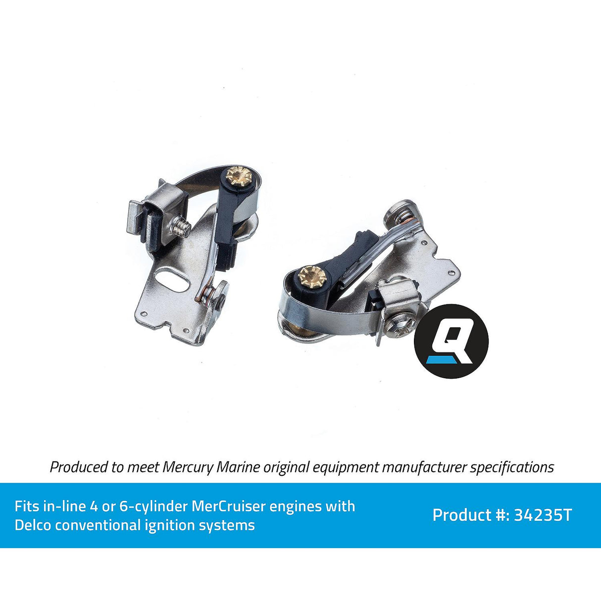 OEM Mercury / Quicksilver 34235T Marine Engine Ignition Breaker Point Set for General Motors V4 and V6 Engines