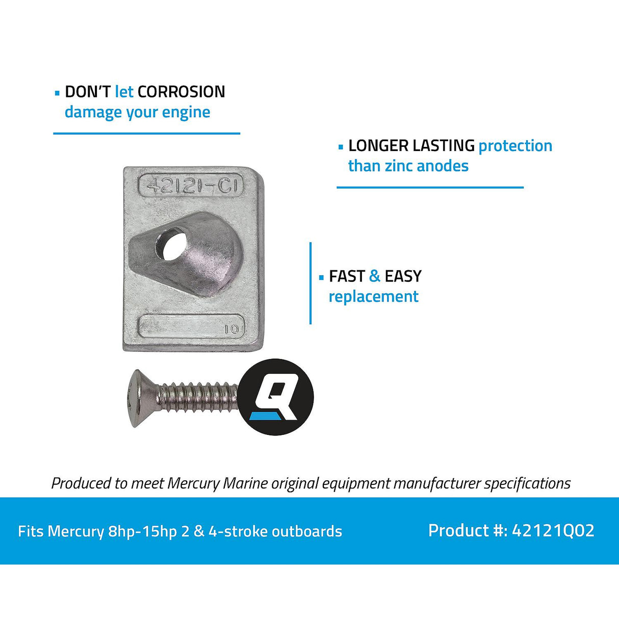 OEM Mercury / Quicksilver Aluminum Cavitation Plate Anode Kit 42121Q02