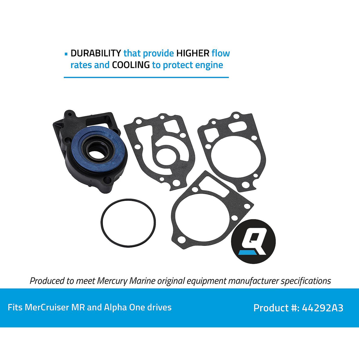 OEM Mercury / Quicksilver 44292A3 Water Pump Base Repair Kit for Select MerCruiser MR and Alpha One Drives