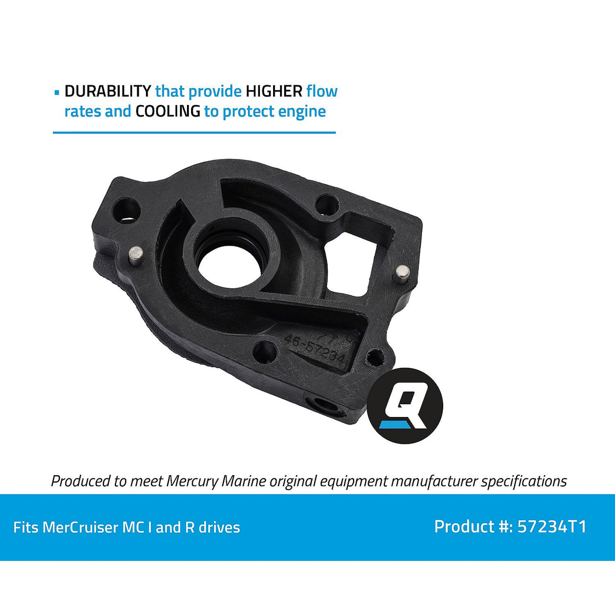 OEM Mercury / Quicksilver 57234T1 Water Pump Base Repair Kit for MerCruiser MC 1 and R Drives