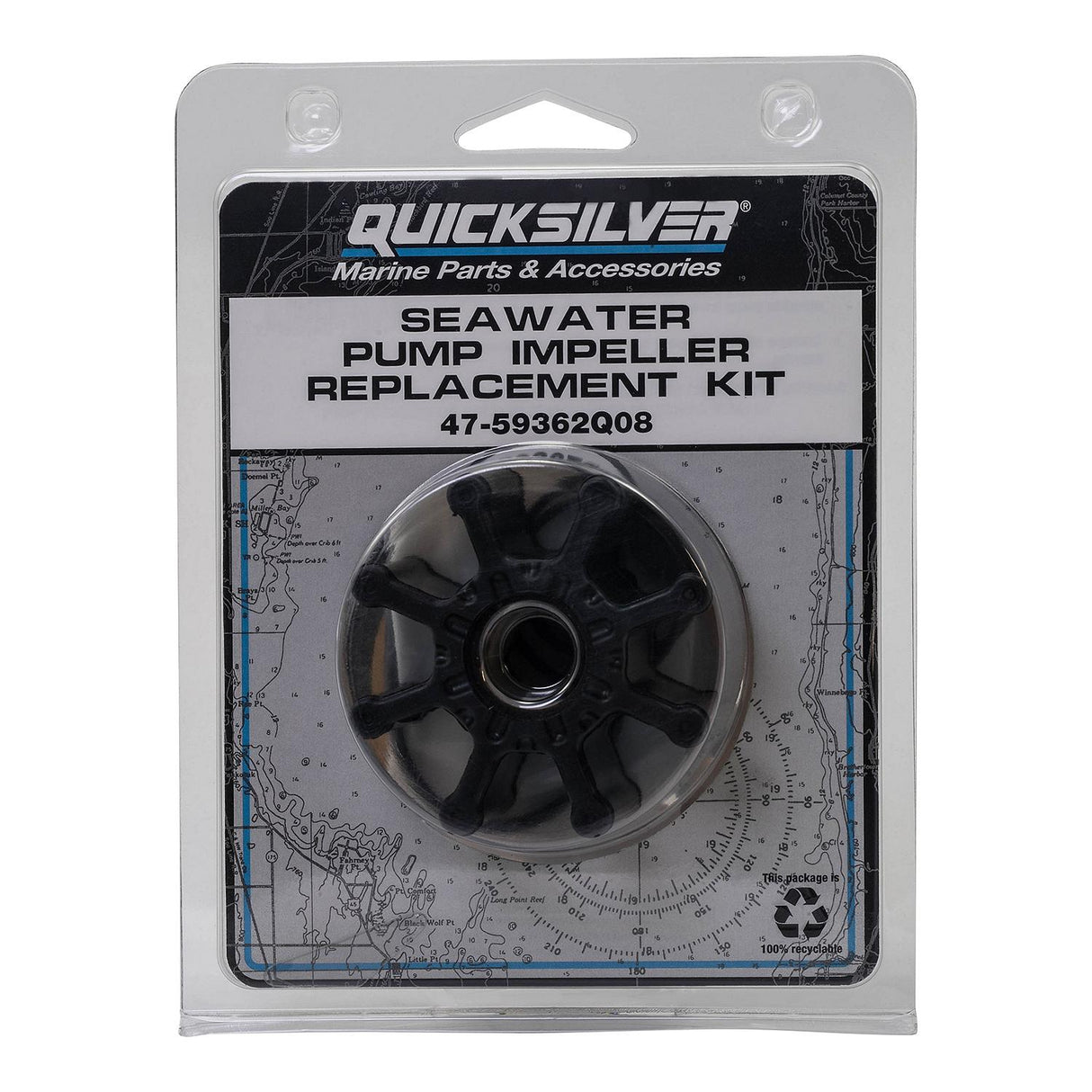 OEM Mercury / Quicksilver 59362Q08 Sea Water Pump Impeller Replacement Kit for Bravo I, II and III w/ 2-Piece Pump Body