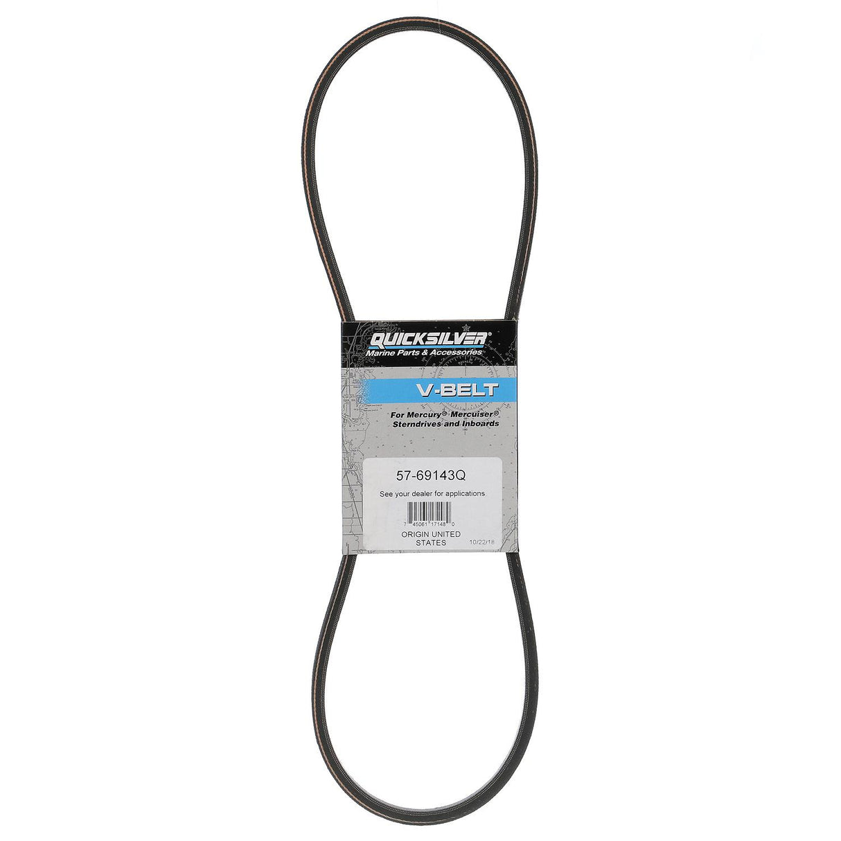 OEM Mercury / Quicksilver 69143Q V-Belt 40", 1,016mm Long, Fits MerCruiser Sterndrive and Inboard Engines