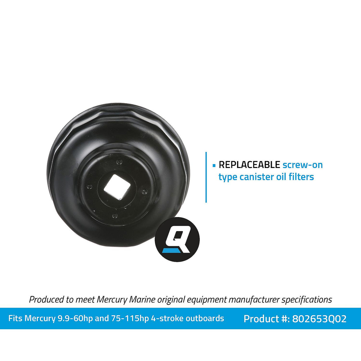 OEM Mercury / Quicksilver 802653Q02 Oil Filter Installation or Removal Wrench, Steel