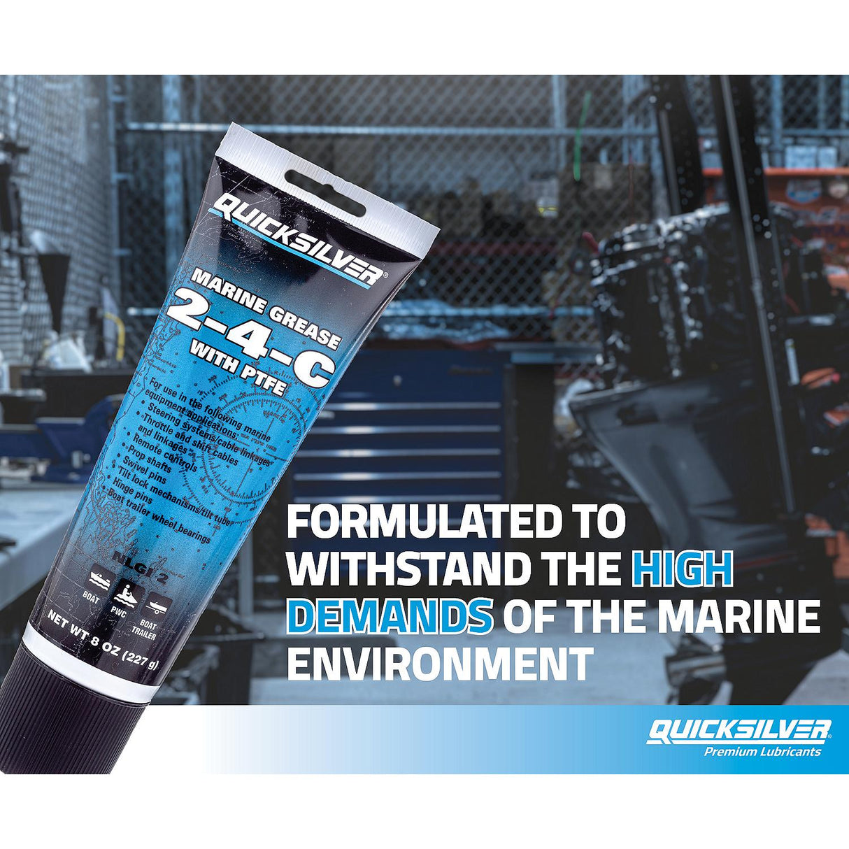 OEM Mercury / Quicksilver 802859Q1 2-4-C Marine Grease w/ Teflon, Multi-Purpose Marine Lubricant, 8 oz. Tube