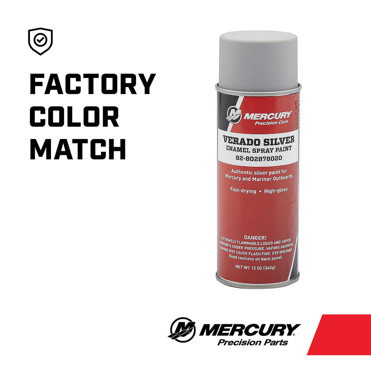 Mercury 802878020 Verado Silver Enamel Spray Paint - 12 oz Spray Can