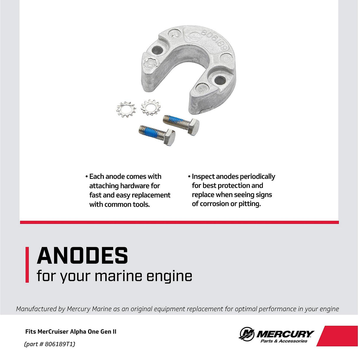 OEM Mercury Aluminum Anode for MerCruiser Alpha One Gen II Drives 806189T1