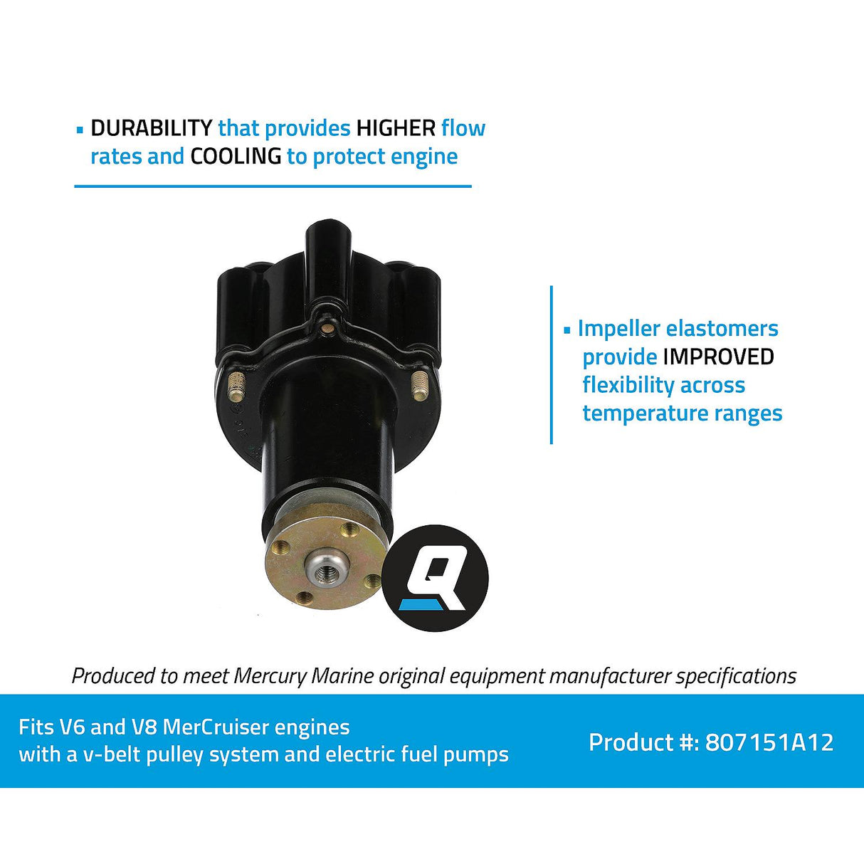 OEM Mercury / Quicksilver 807151A12 Plastic Sea Water Pump Housing for Specific V6 and V8 MerCruiser Sterndrive Engines