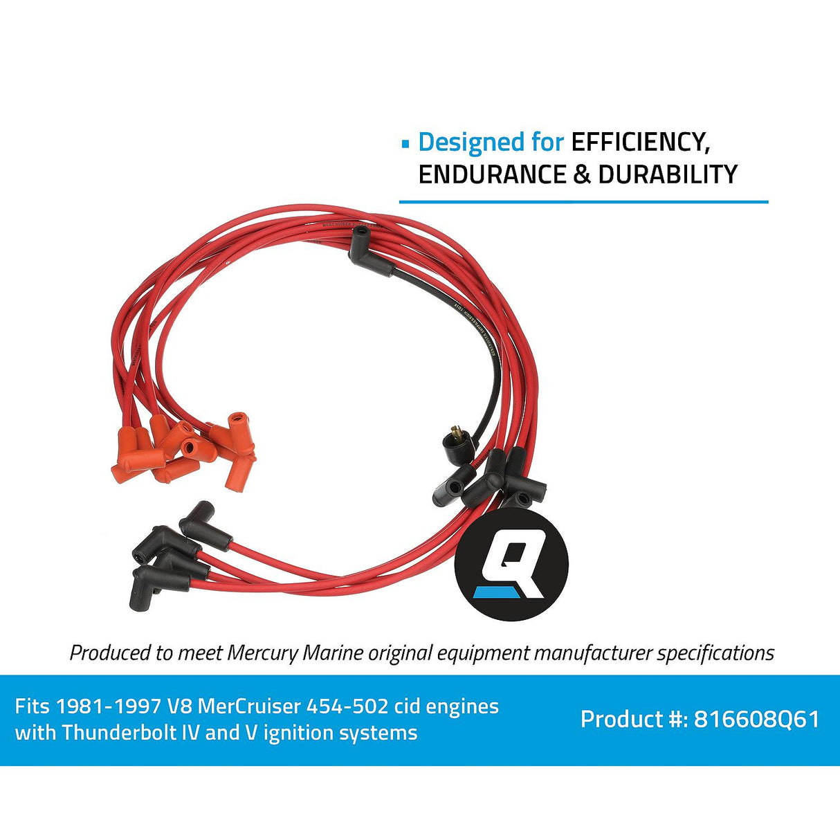 OEM Mercury / Quicksilver 816608Q61 Red Wire Spark Plug Wire Kit