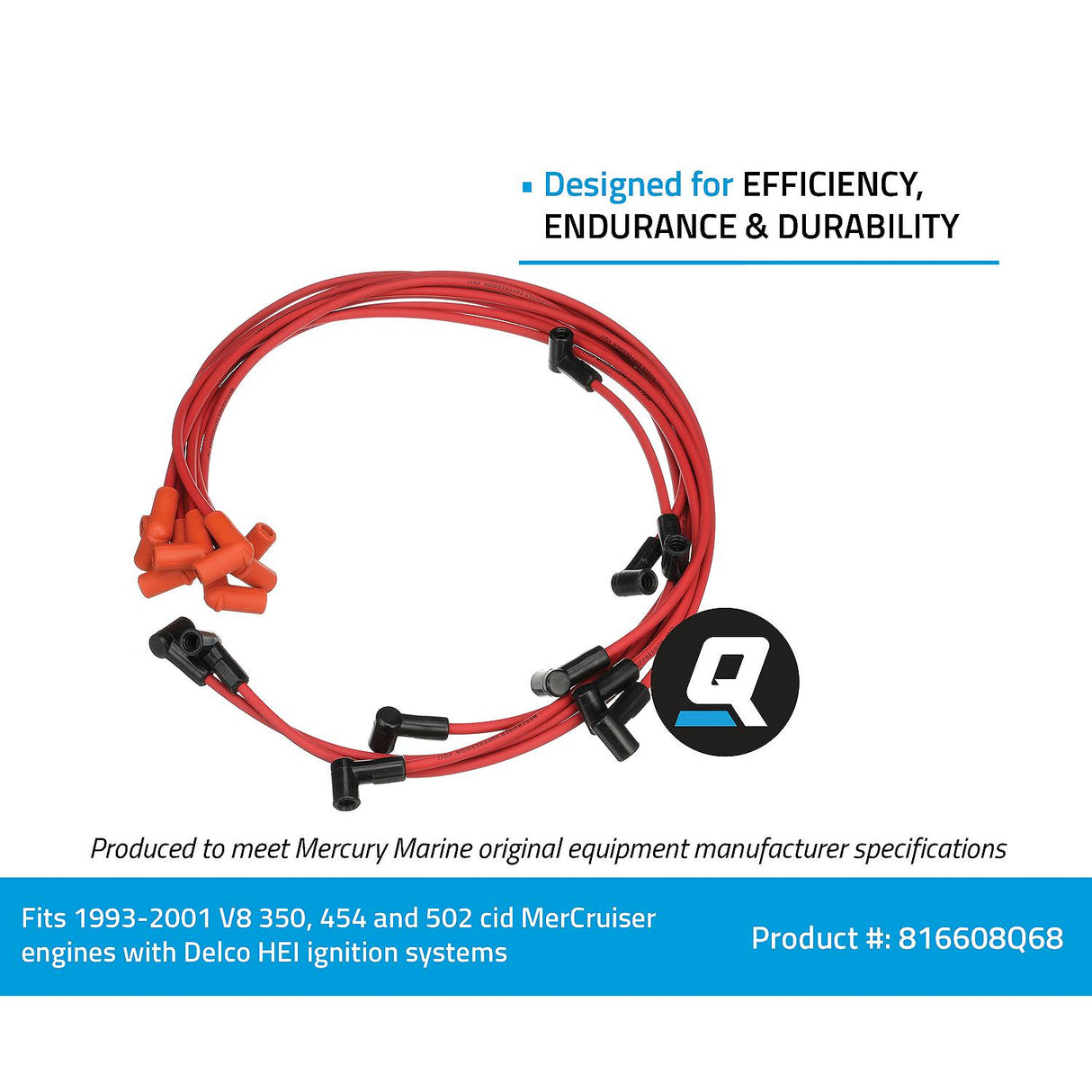 OEM Mercury / Quicksilver 816608Q68 Red Wire Spark Plug Wire Kit