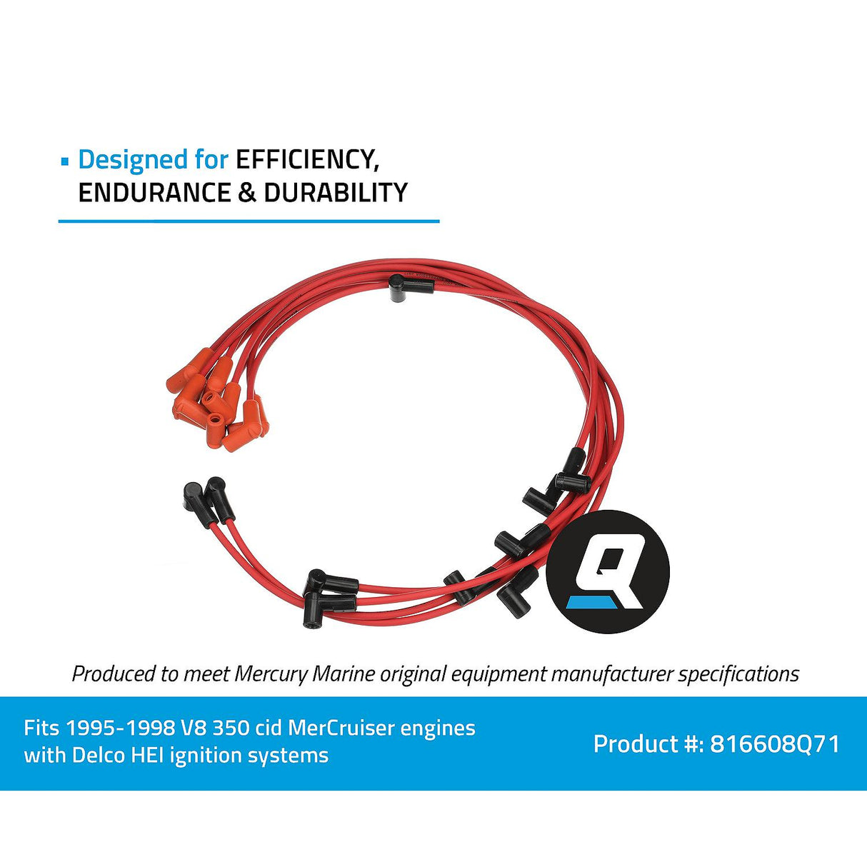 OEM Mercury / Quicksilver 816608Q71 Red Wire Spark Plug Wire Kit