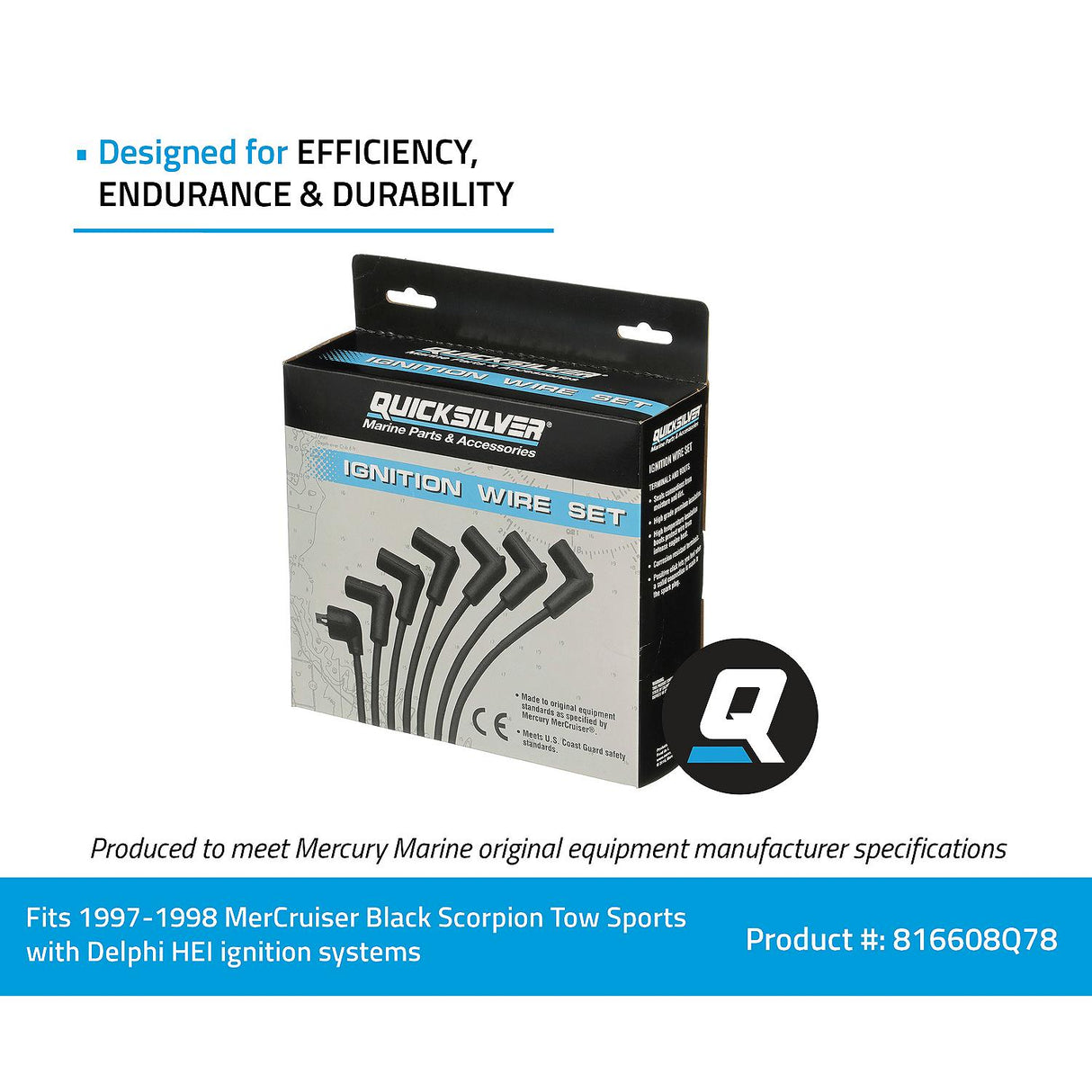 OEM Mercury / Quicksilver 816608Q78 Red Wire Spark Plug Wire Kit