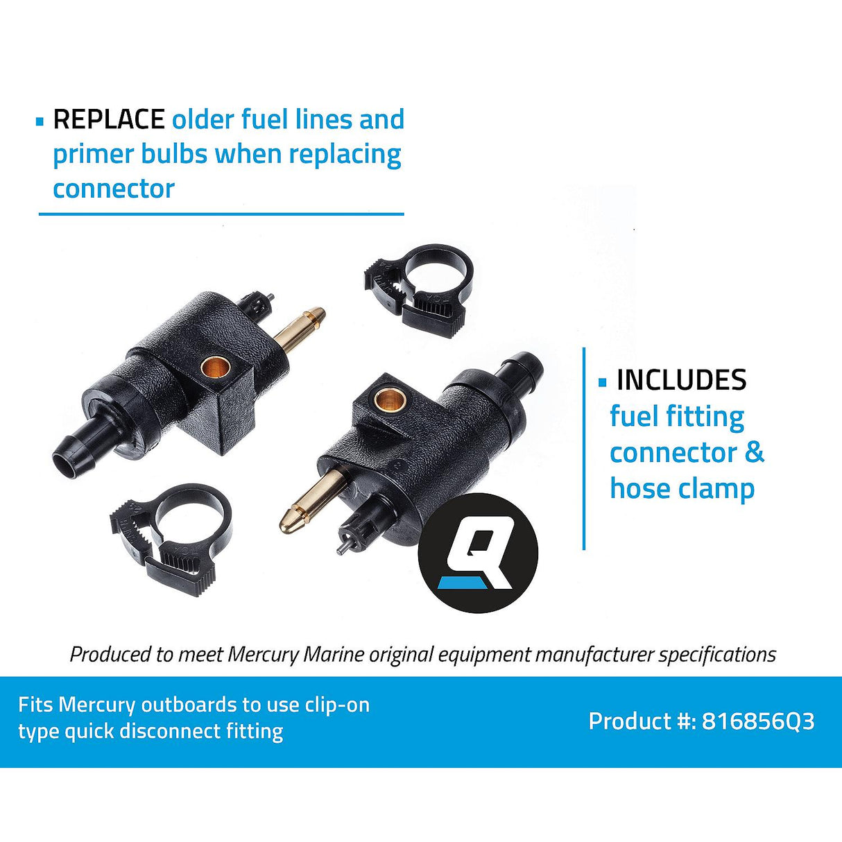 OEM Mercury / Quicksilver 816856Q3 Quick Disconnect Fuel Line Connector