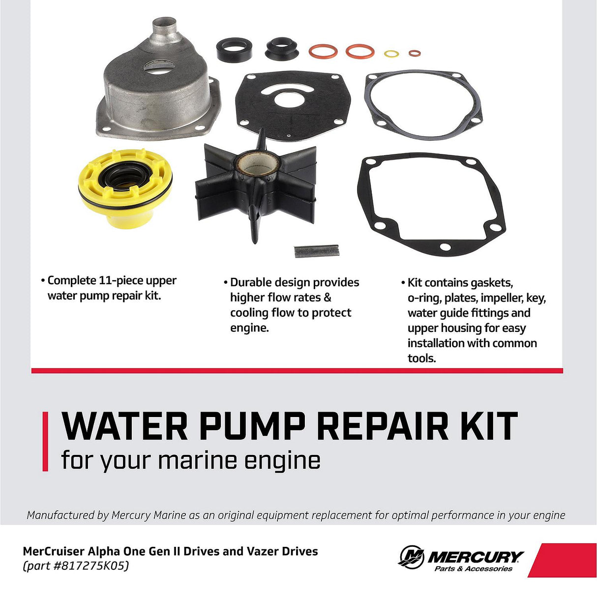 Mercury Upper Water Pump Repair Kit 817275K05 for MerCruiser Alpha One Gen II Drives