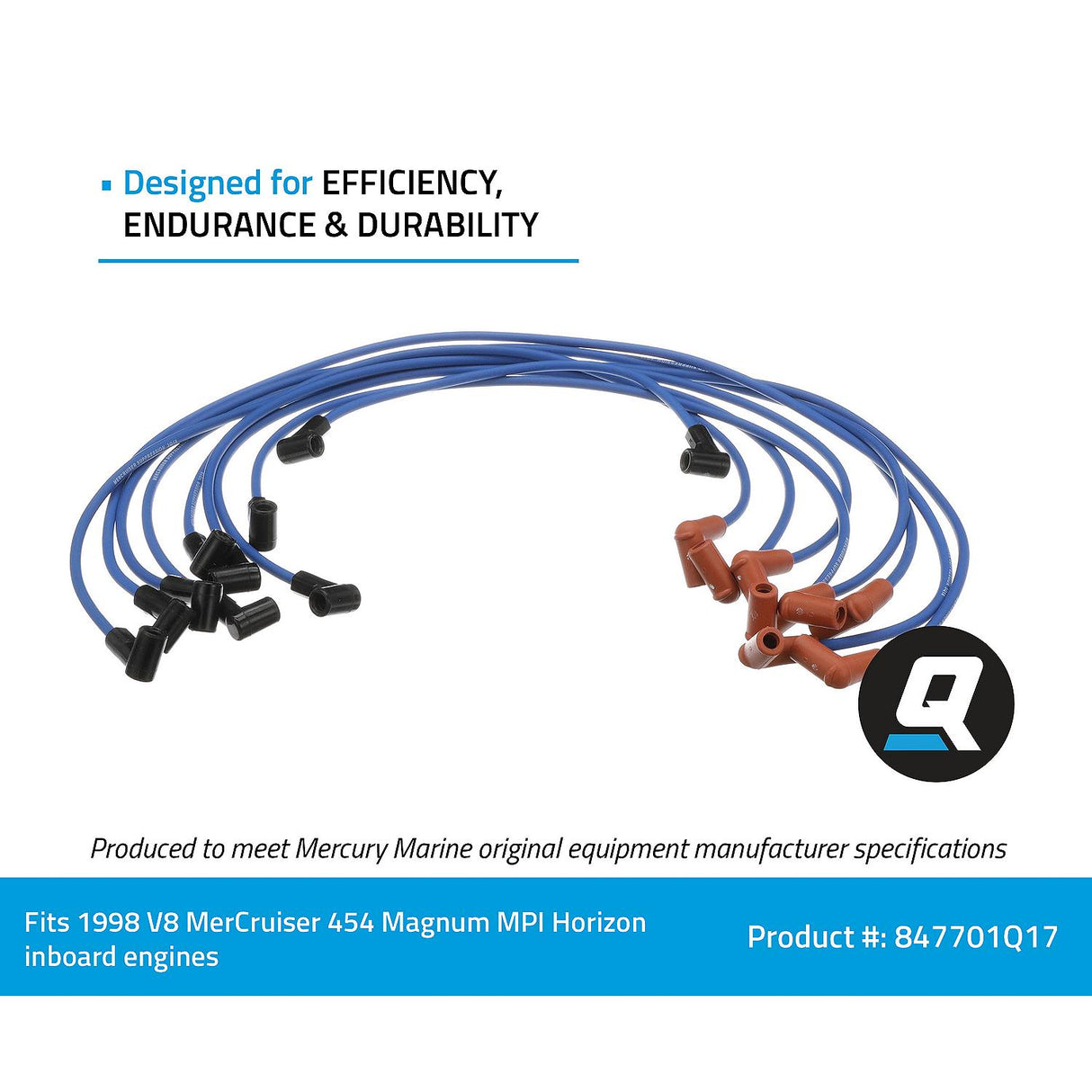OEM Mercury / Quicksilver 847701Q17 Blue Wire Spark Plug Wire Kit