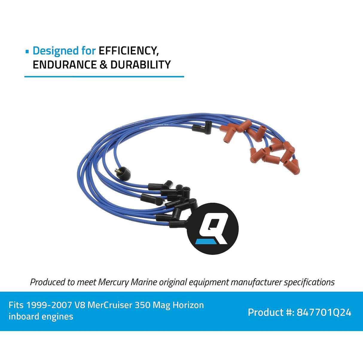 OEM Mercury / Quicksilver 847701Q24 Blue Wire Spark Plug Wire Kit