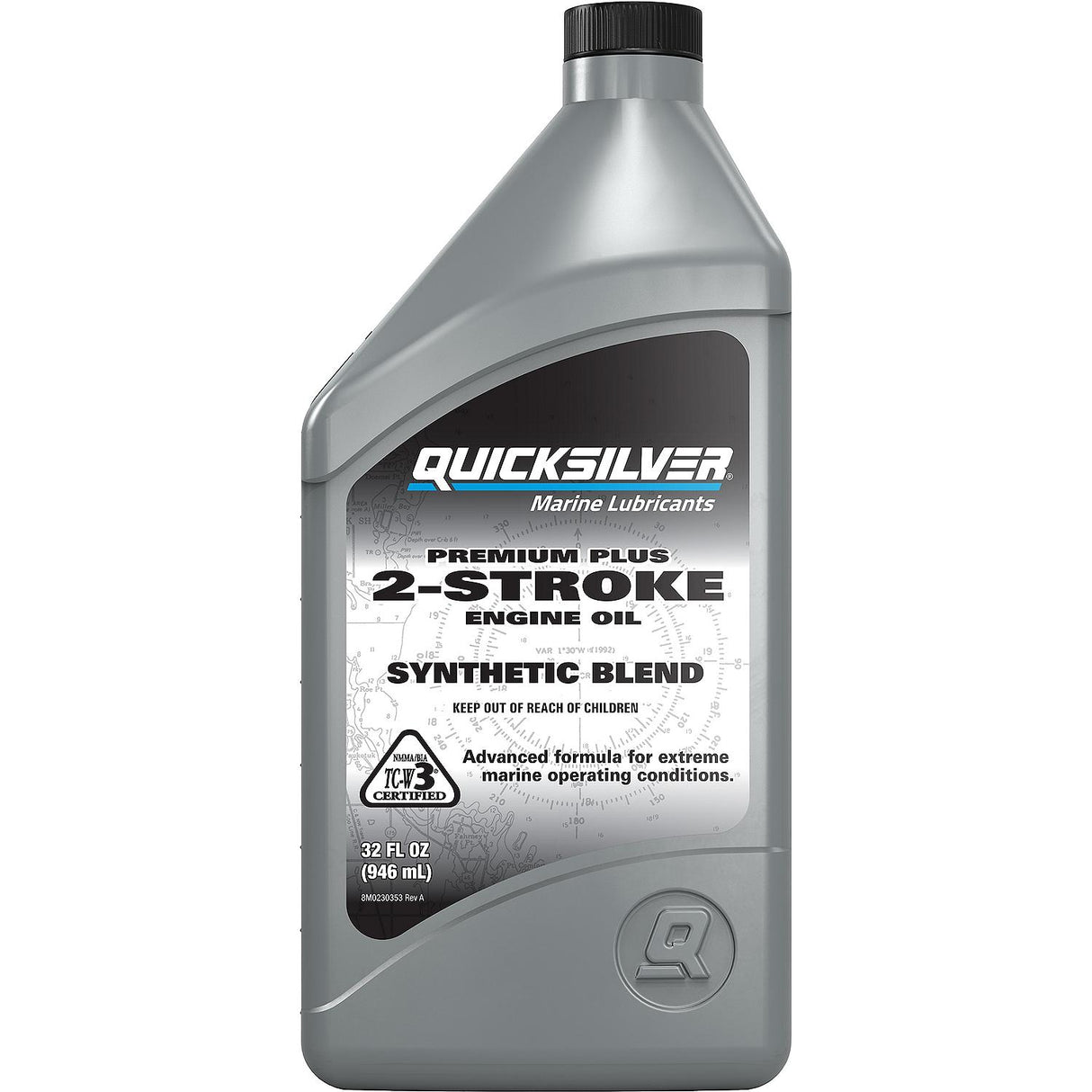 OEM Mercury / Quicksilver 858026Q01 Premium Plus 2-Stroke Marine Engine Oil Synthetic Blend, 32 Oz.