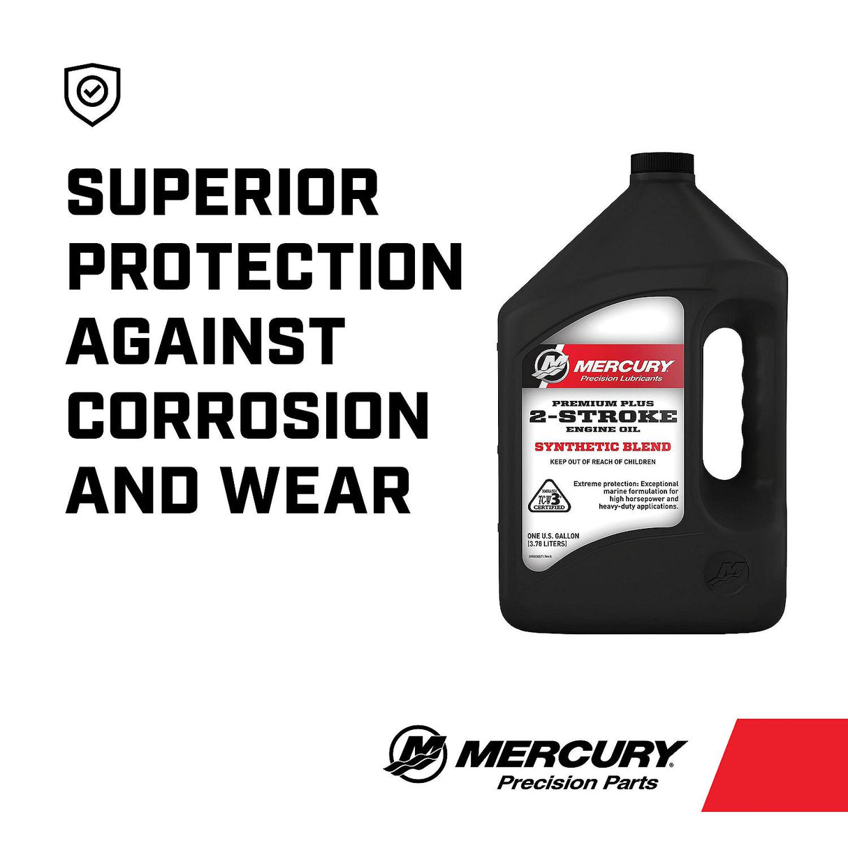 Mercury 858027K01 Premium Plus TC-W3 2-Stroke Marine Engine Oil Synthetic Blend for Outboards - 1 Gallon