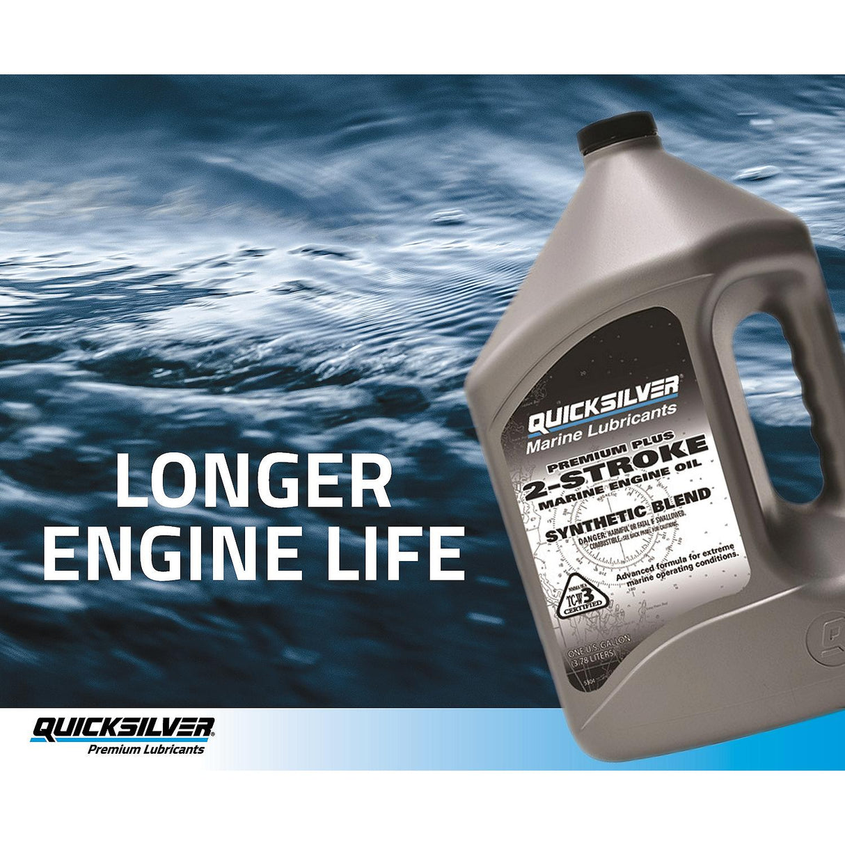 OEM Mercury / Quicksilver Premium Plus 2-Stroke Marine Outboard Engine Oil, 1 Gallon