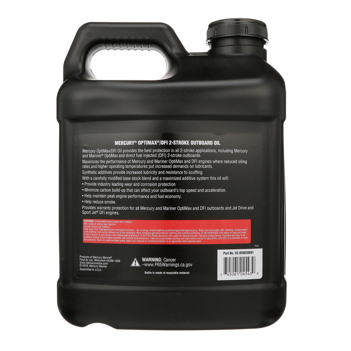 Mercury 8M0229800 Synthetic Blend Direct Injection (DI) Engine Oil for OptiMax and Other DFI 2-Stroke Outboards - 2.5 Gallons