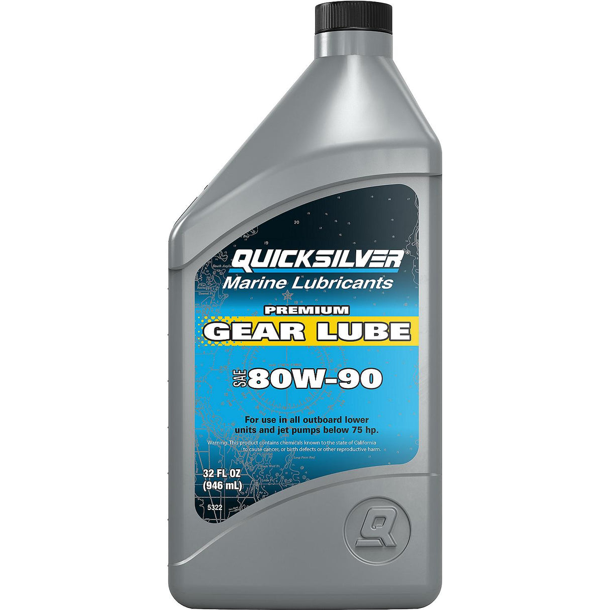 OEM Mercury / Quicksilver 80W-90 Premium Gear Lube, Marine Engine, 32 oz. 858058Q01