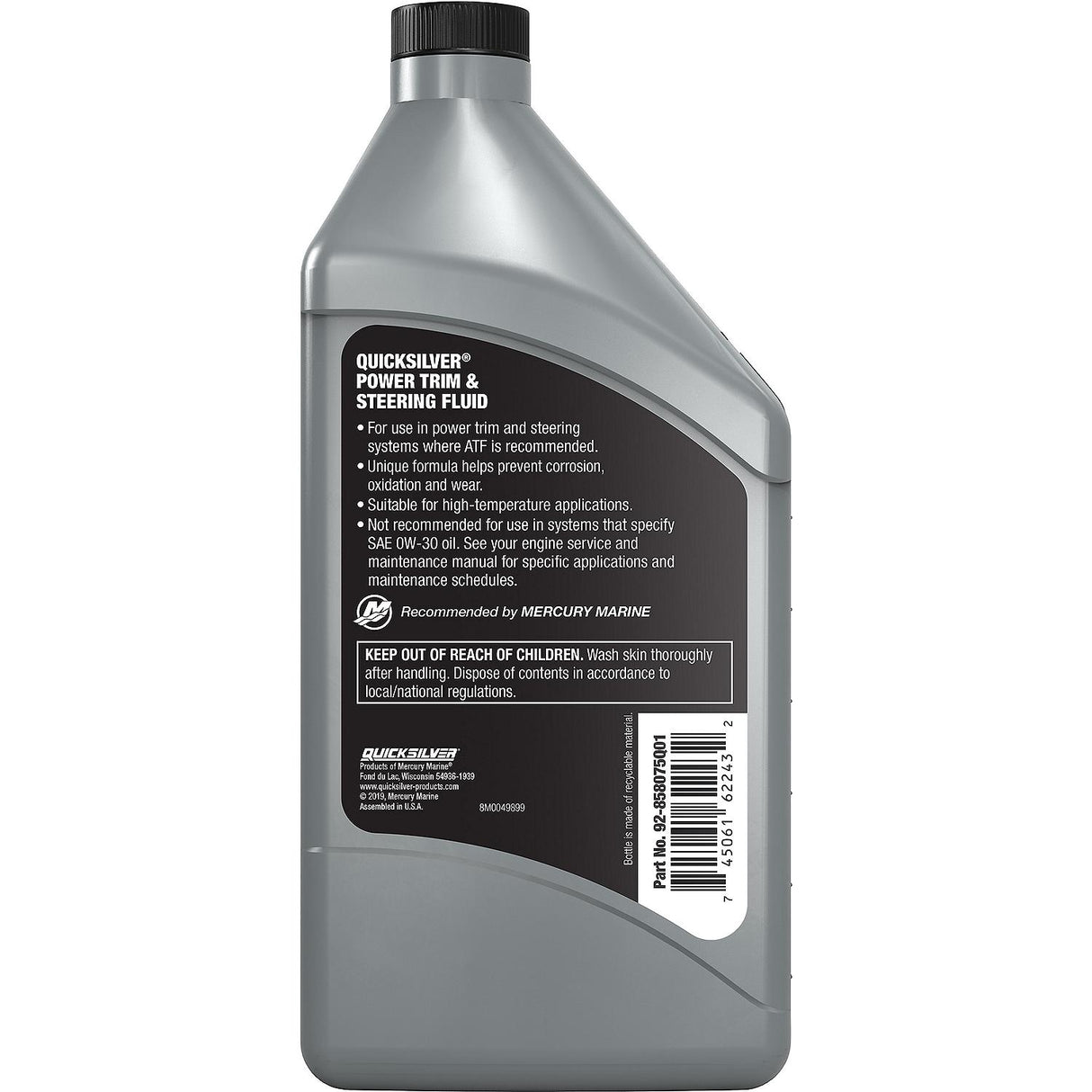OEM Mercury / Quicksilver 858075Q01 Power Trim and Steering Fluid, 32 Oz. Bottle