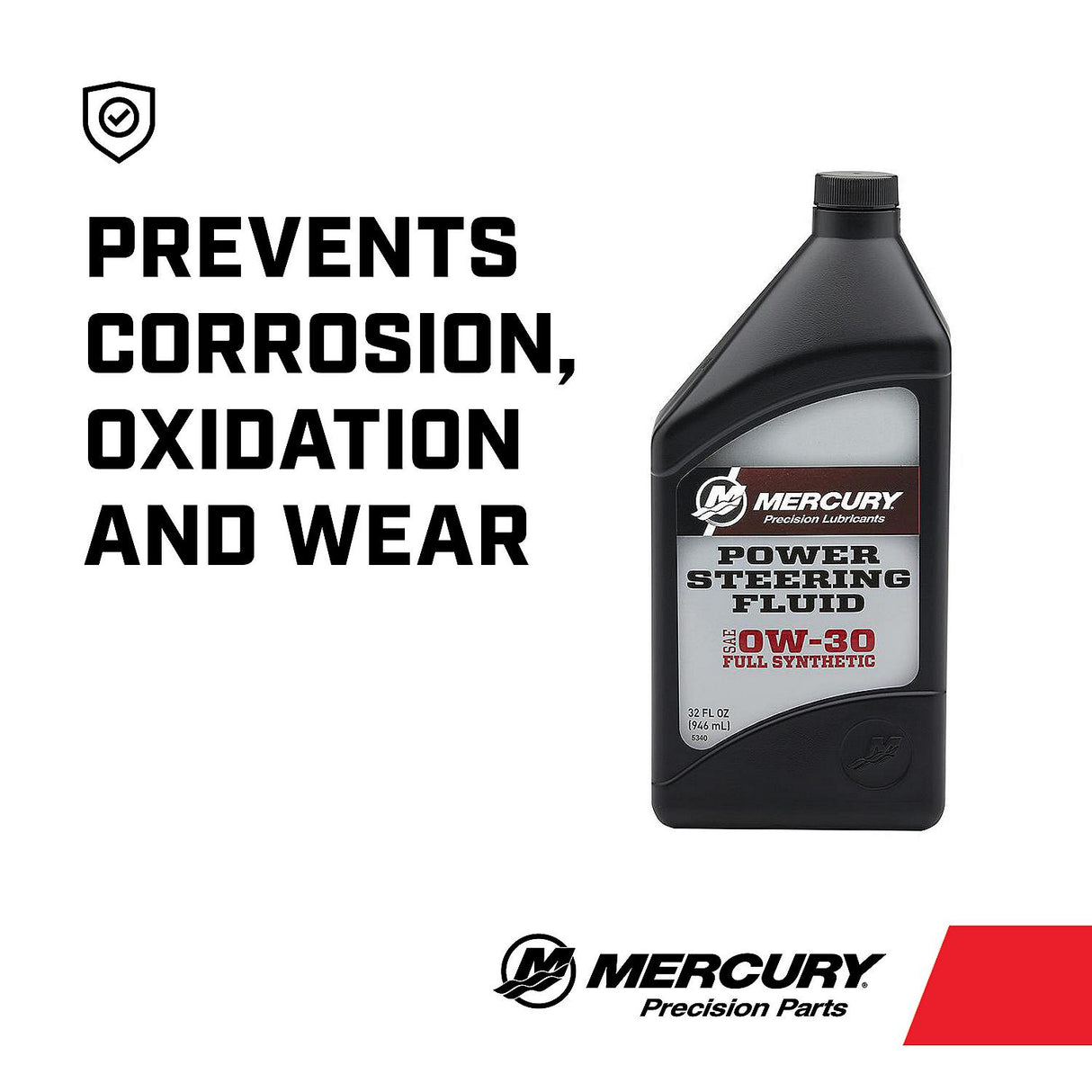 Mercury 858077K01 SAE 0W-30 Full Synthetic Power Steering Fluid - 32 oz Bottle
