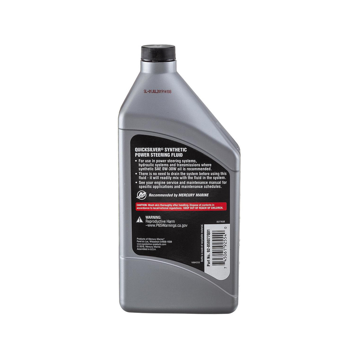OEM Mercury / Quicksilver 858077Q01 Power Steering Fluid SAE 0W-30, Full Synthetic, 32 Oz. Bottle