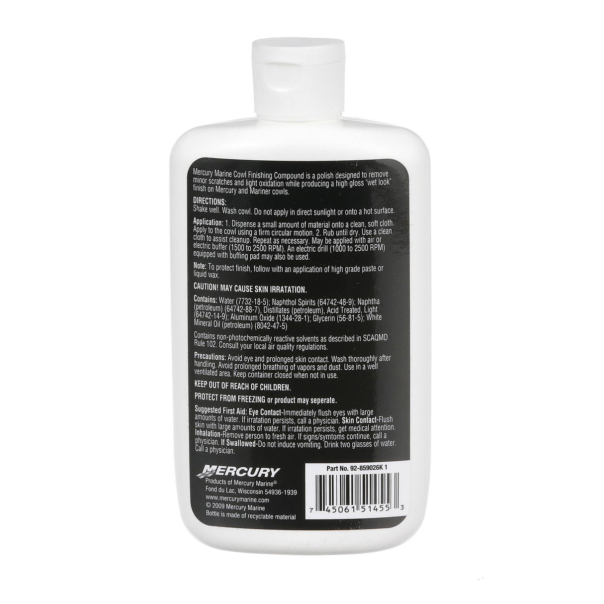 Mercury 859026K1 High-Gloss Cowl Finishing Compound, Fine Grit - 8.4 oz Bottle