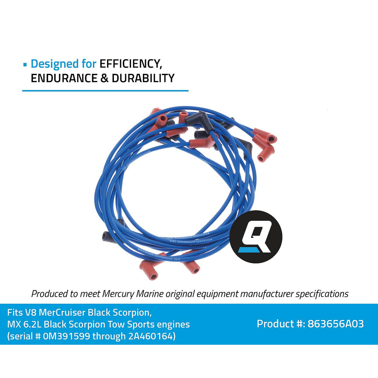 OEM Mercury / Quicksilver 863656A03 Spark Plug Wire Kit