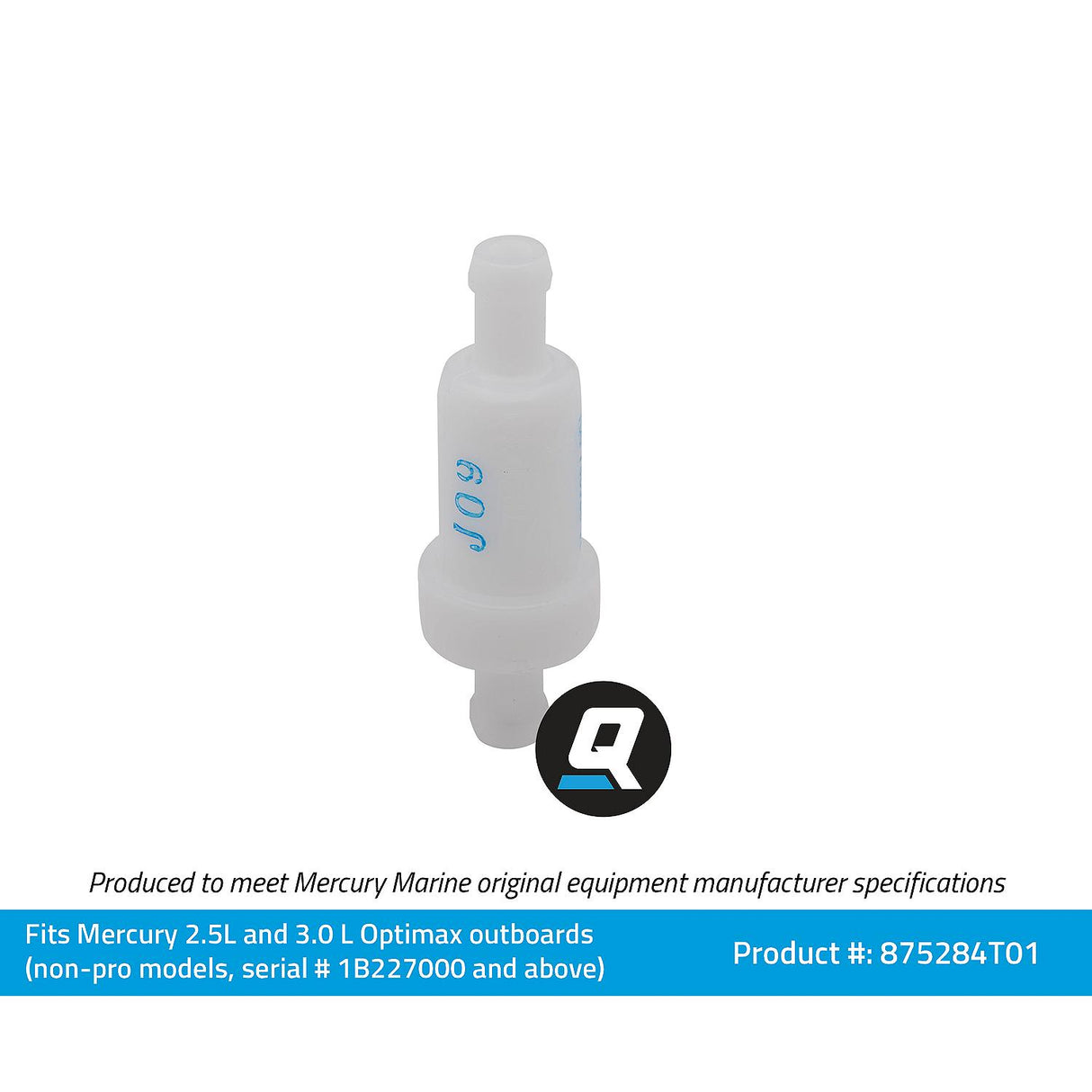 OEM Mercury / Quicksilver 875284T01 Inline Oil Filter for Select Mercury 2.5L and 3.0L OptiMax Outboards (Non-Pro Models)