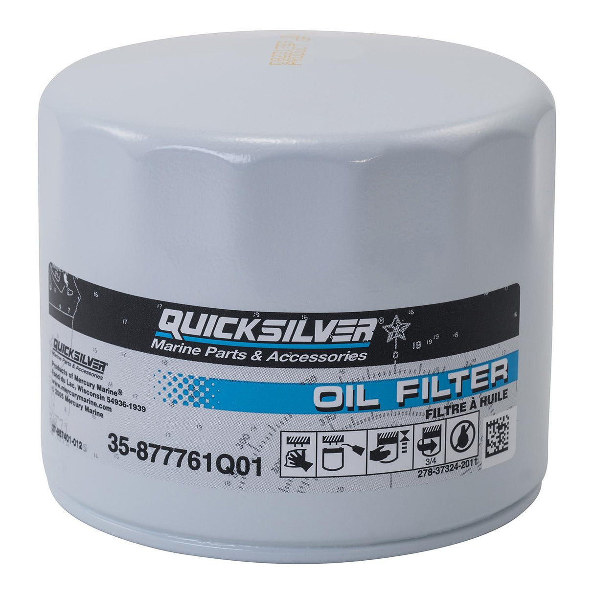 OEM Mercury / Quicksilver 877761Q01 Oil Filter for Select Mercury and Mariner 75-115hp Outboards and 150hp EFI 4-Stroke Outboards