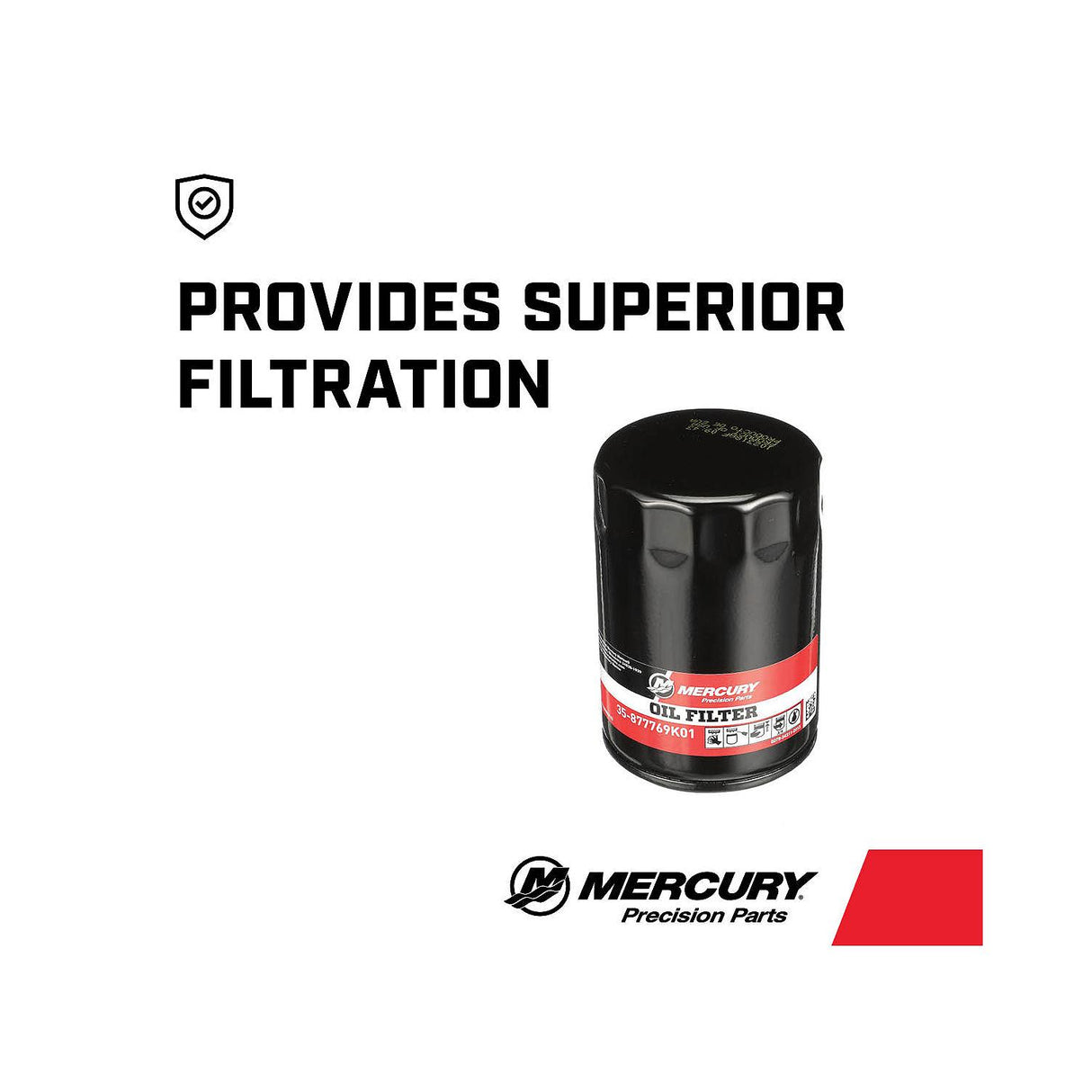 Mercury 4-Stroke Engine Oil Filter 877769K01 for Mercury L6 200-400hp Verado Outboards