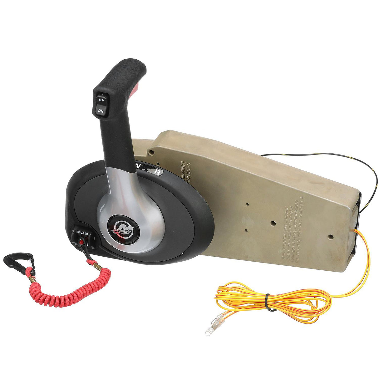 883710A02 Single Engine Panel Mount Outboard Engine Remote Control - with Trim Switch and Lanyard Stop Switch