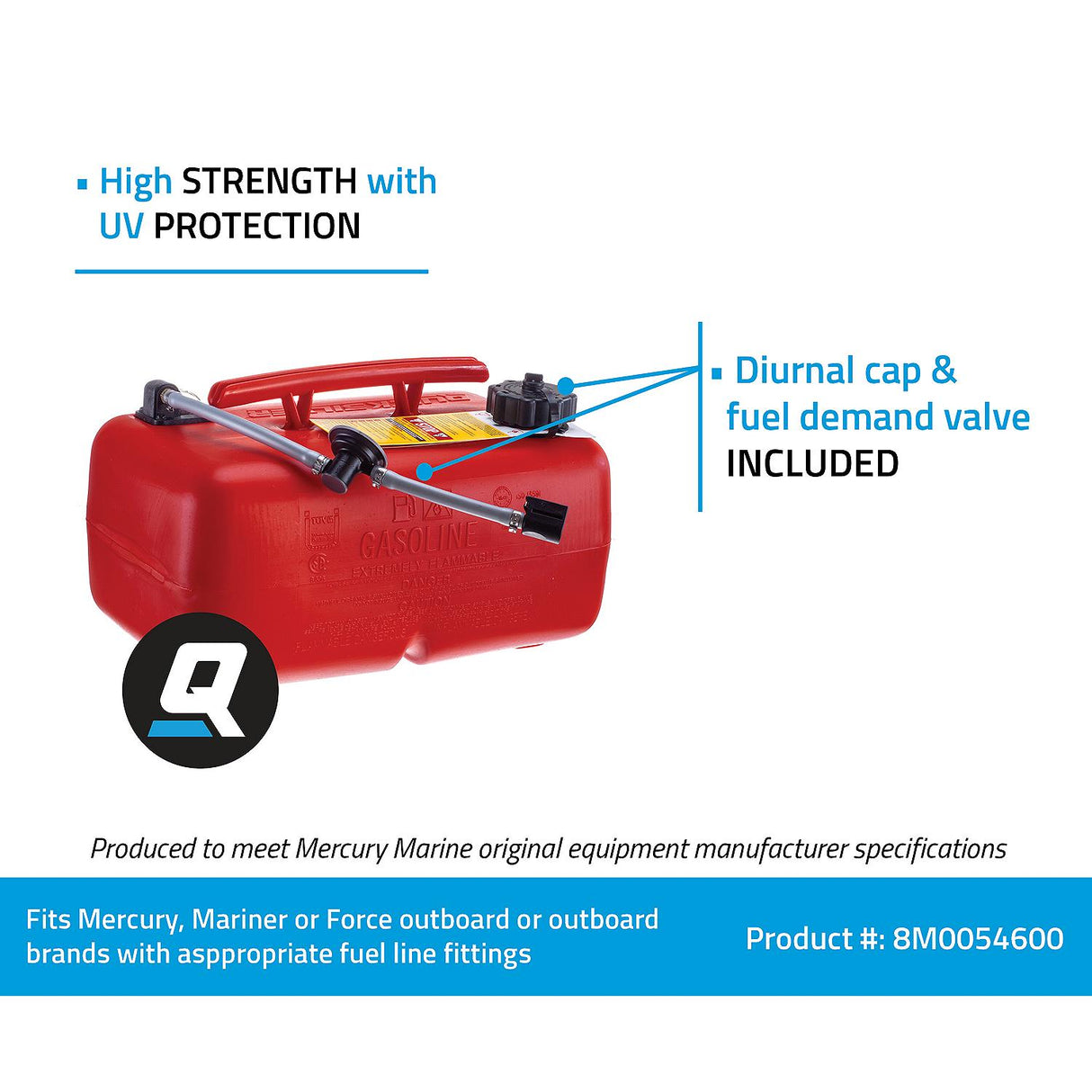 OEM Mercury / Quicksilver 8M0054600 6.6 Gallon Portable Fuel Tank