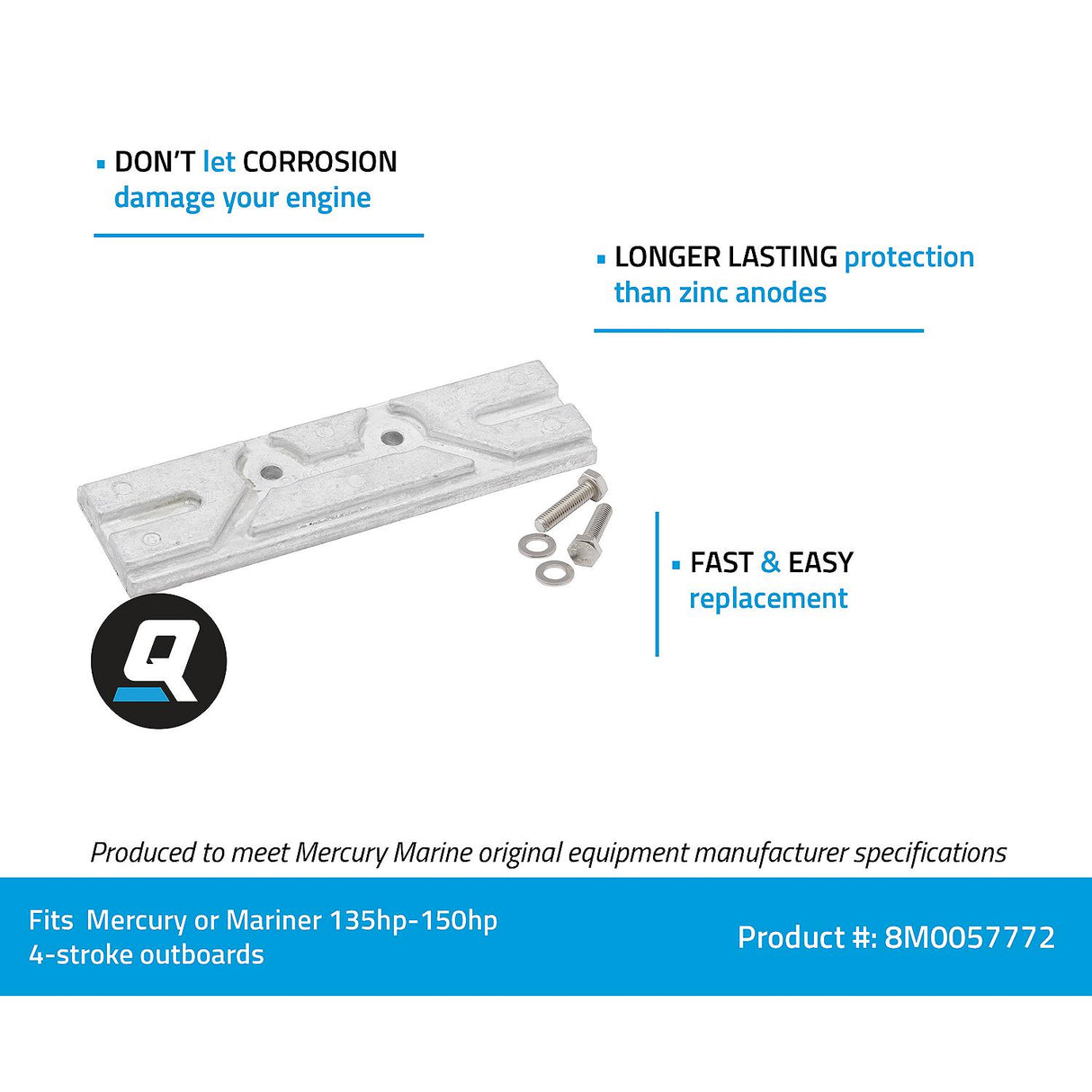 OEM Mercury / Quicksilver Transom Bracket Anode 8M0057772