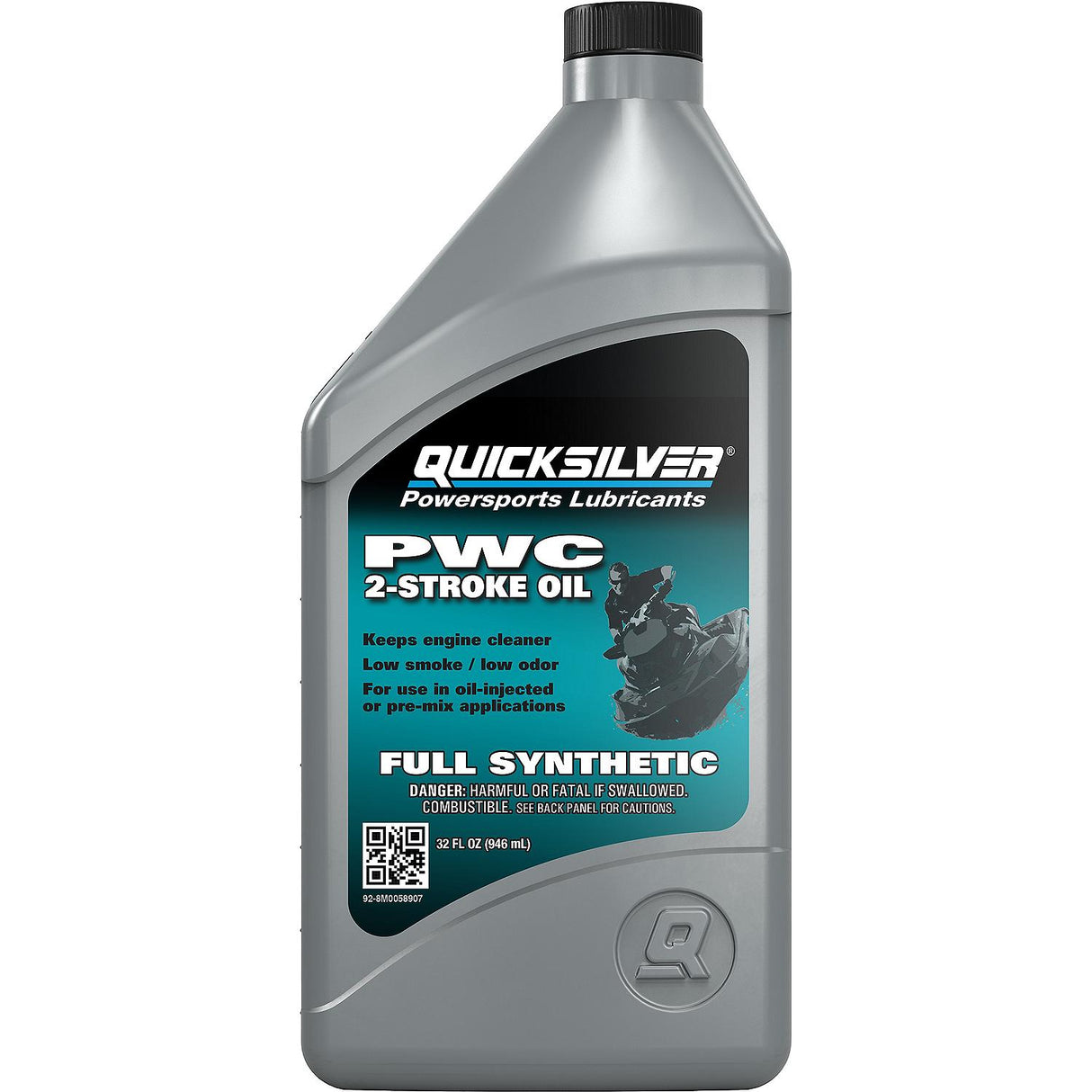 OEM Mercury / Quicksilver 8M0058907 Full Synthetic 2-Stroke PWC and Sport Boat Oil, 1 Qt.
