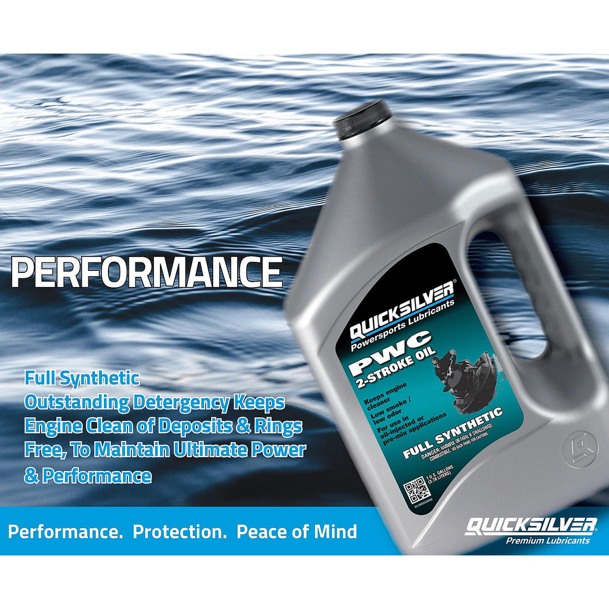 OEM Mercury / Quicksilver 8M0058907 Full Synthetic 2-Stroke PWC and Sport Boat Oil, 1 Qt.