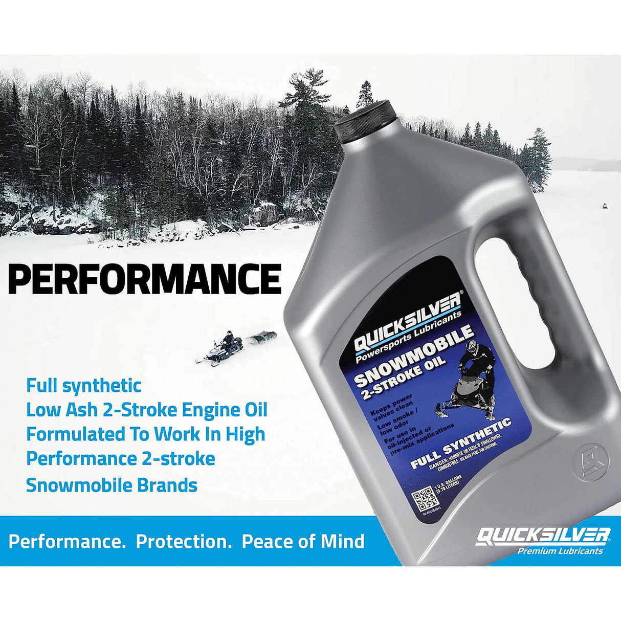 OEM Mercury / Quicksilver 8M0058912 Full Synthetic 2-Stroke Snowmobile Oil, 1 Gallon