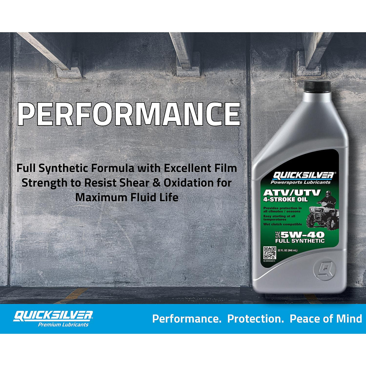 OEM Mercury / Quicksilver 8M0058914 5W-40 Full Synthetic 4-Stroke ATV Engine Oil, 1 Quart