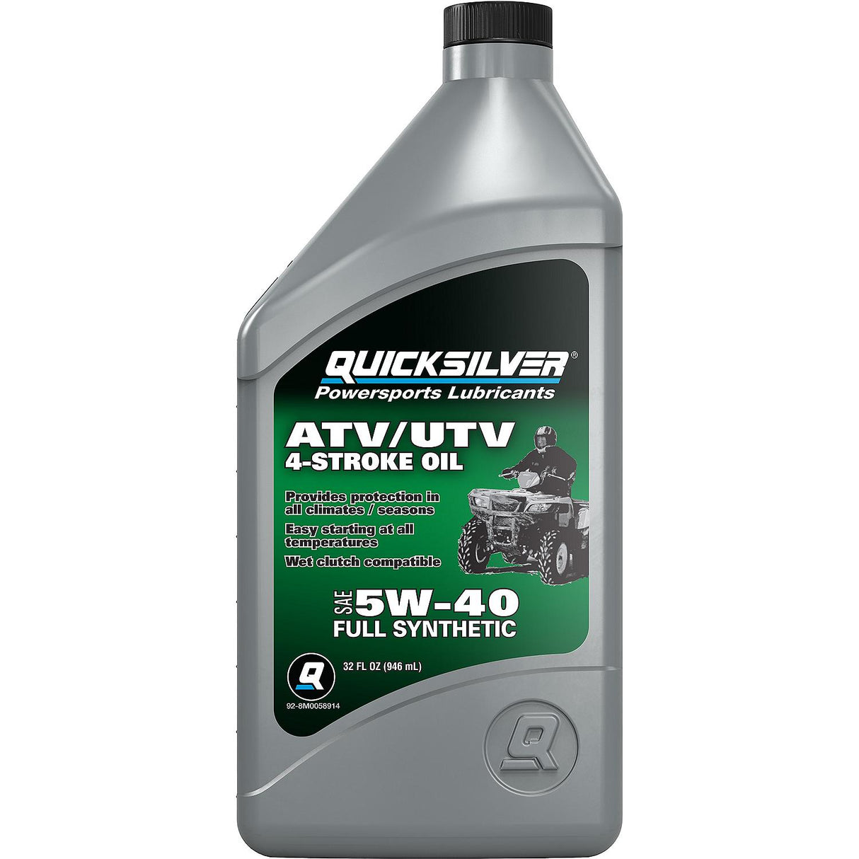 OEM Mercury / Quicksilver 8M0058914 5W-40 Full Synthetic 4-Stroke ATV Engine Oil, 1 Quart