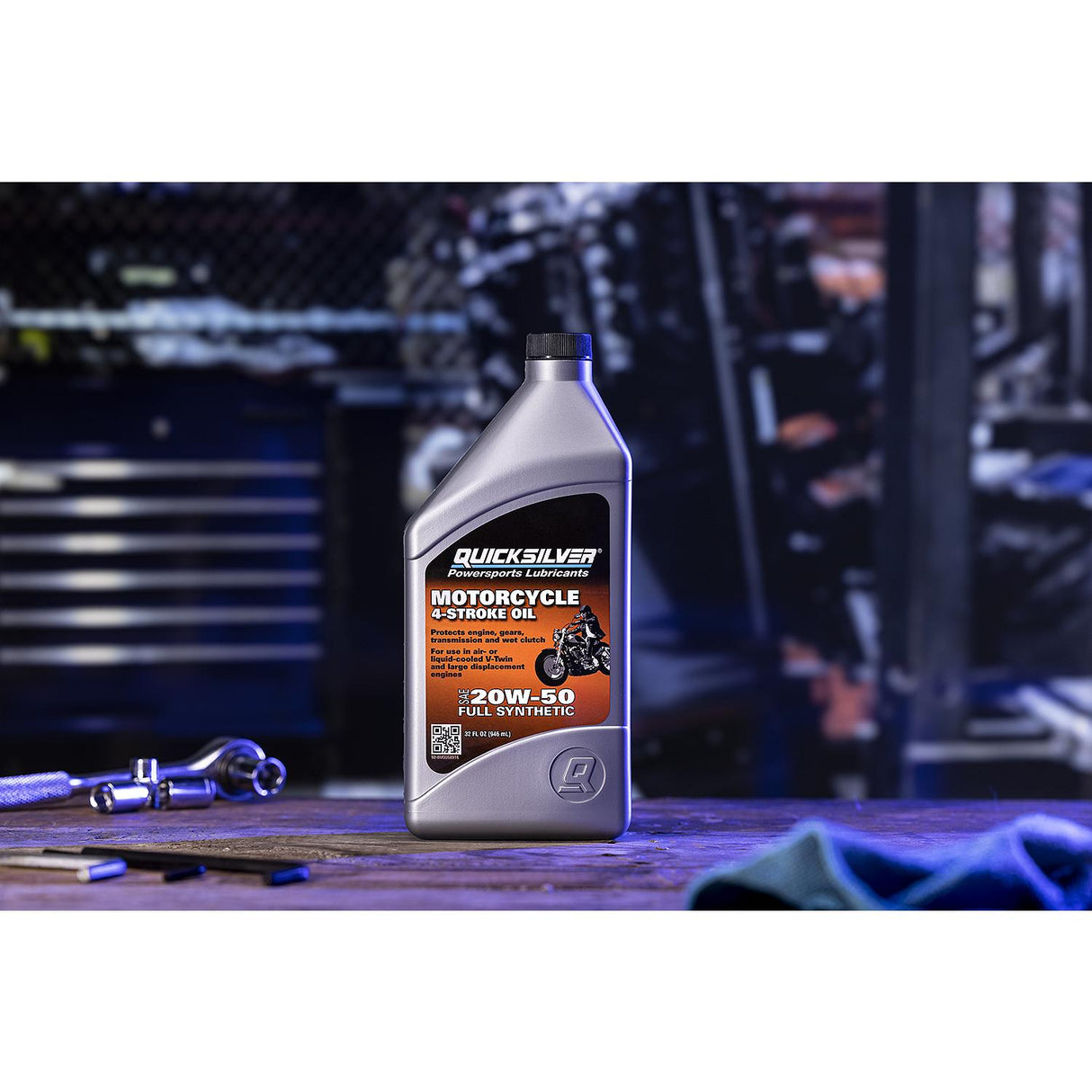OEM Mercury / Quicksilver 20W-50 Full Synthetic Motorcycle Oil, 1 Quart