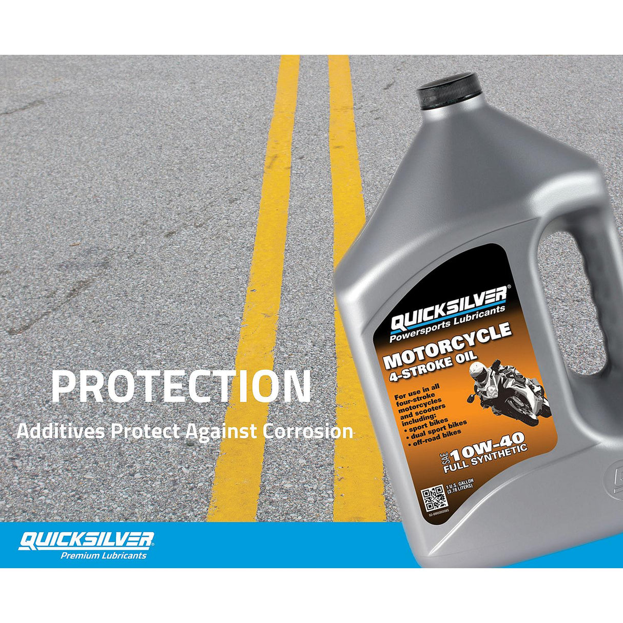 OEM Mercury / Quicksilver 10W-40 4-Stroke Full Synthetic Motorcycle Oil, 1 Gallon
